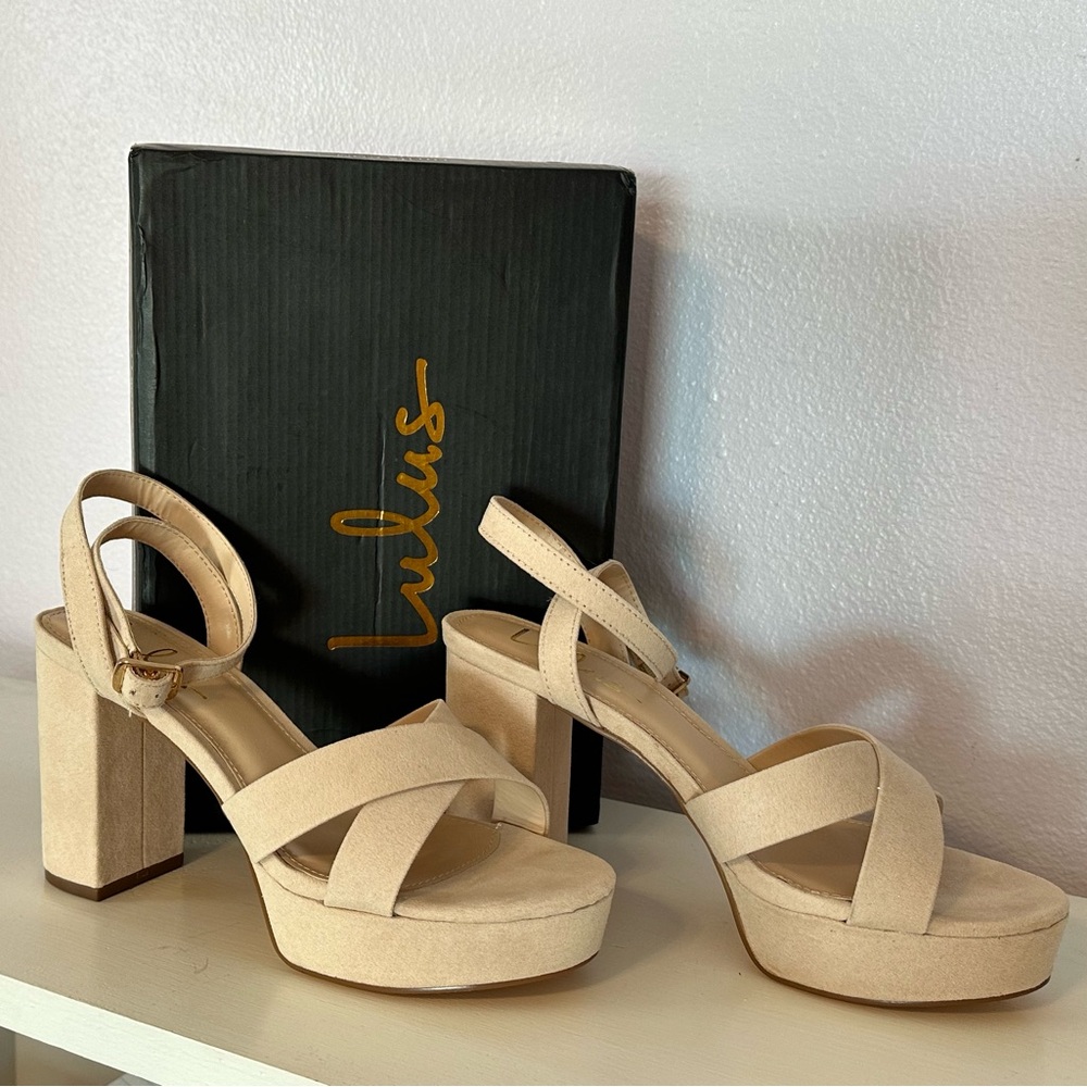 Lulus Nude Suede Heels